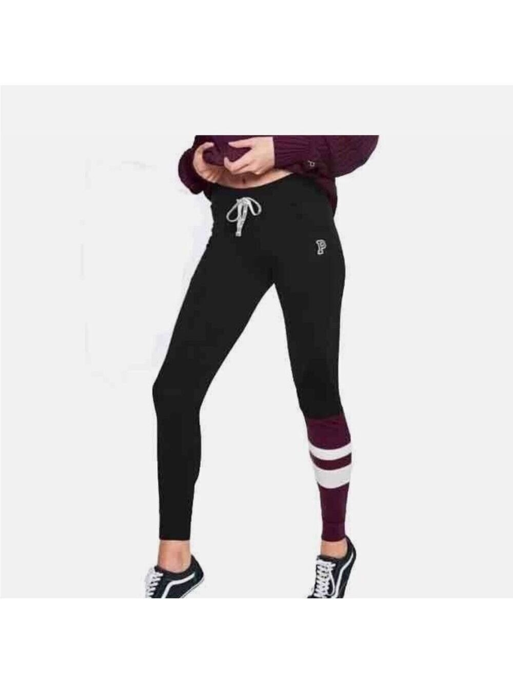 VS PINK Yoga Campus Legging size small Ruby & Black